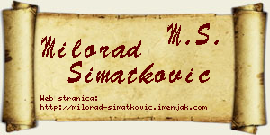 Milorad Simatković vizit kartica
